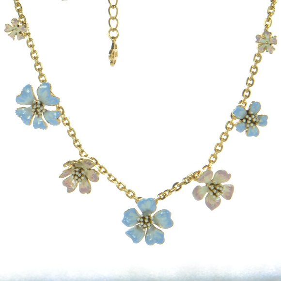 Oscar de la Renta Wild Flower Enamel with Imitation Pearls Necklace